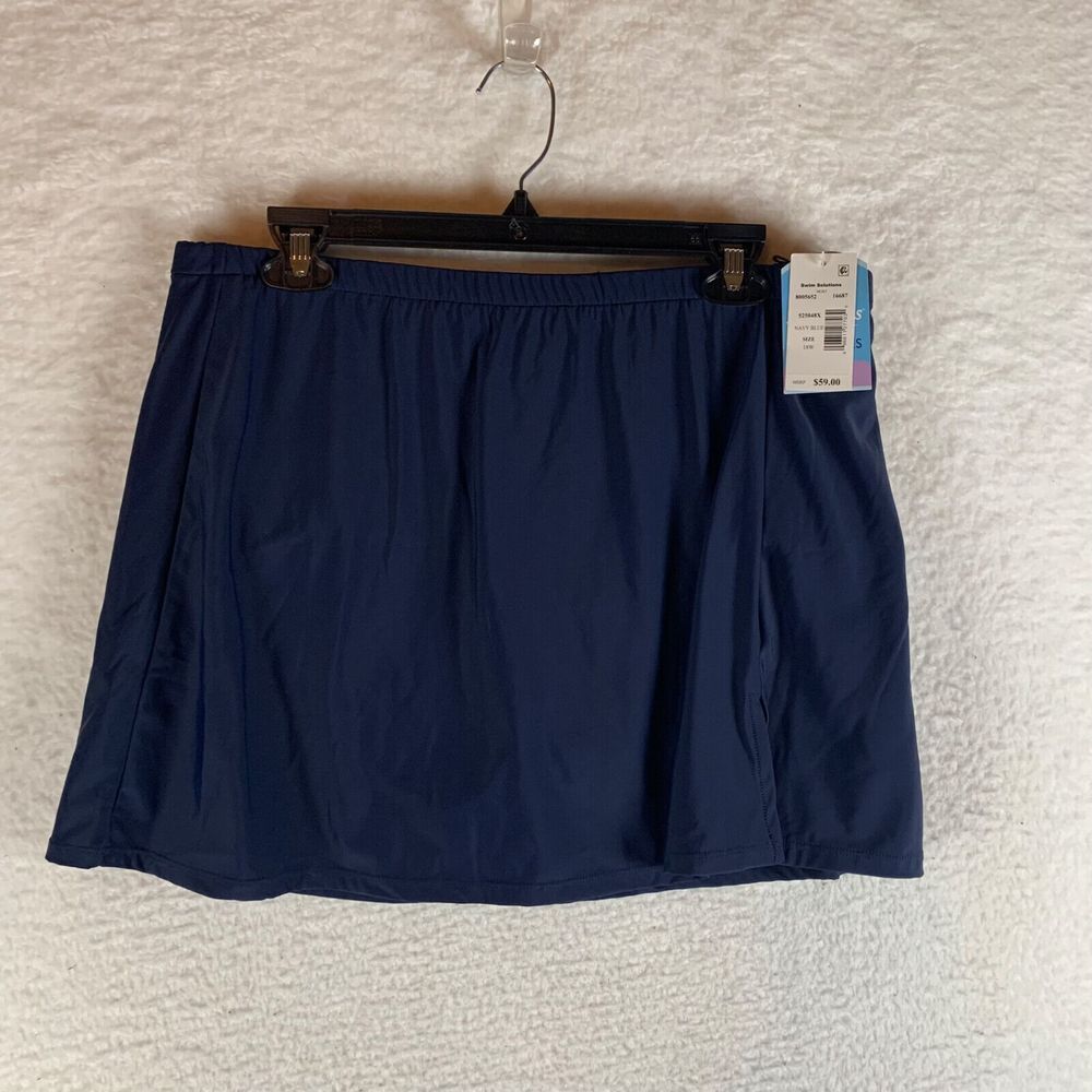 Swim Solutions Women's Navy Blue Stretch Skirted Swim Bottoms Size 18W NWT 9999